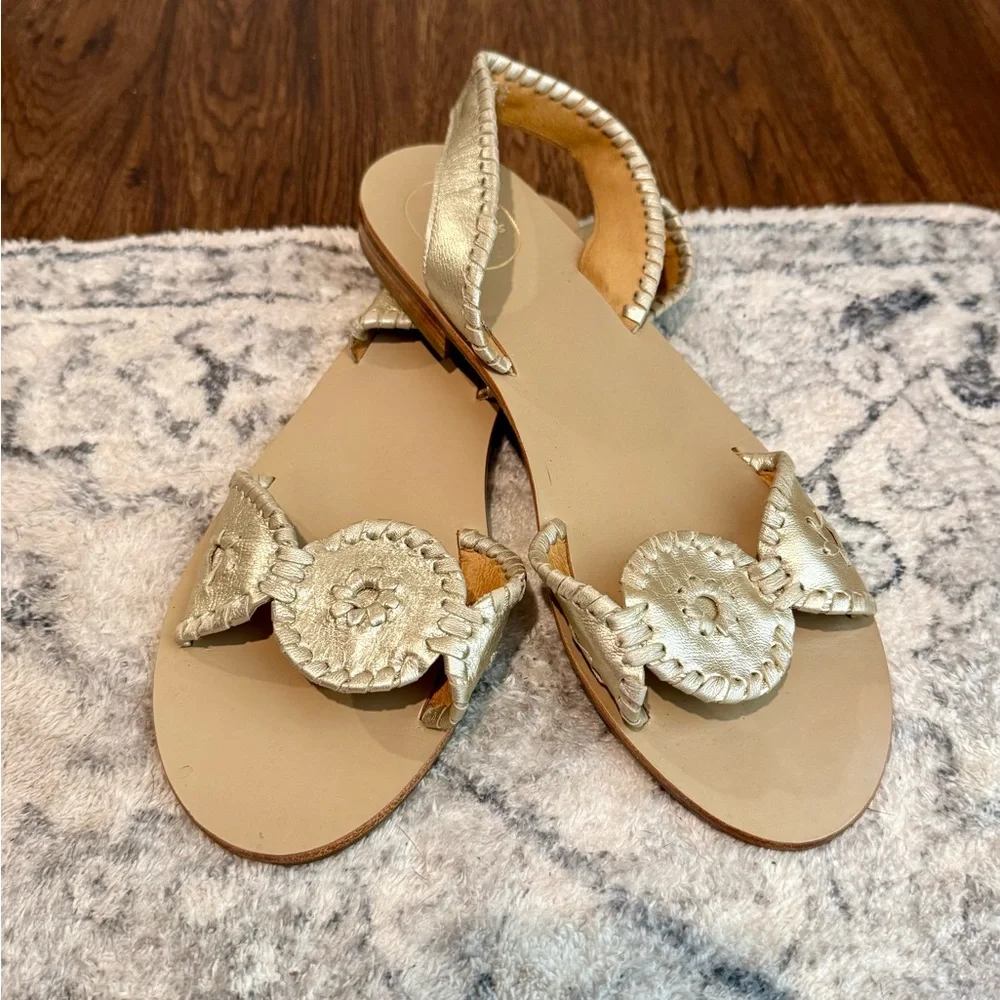 Jack Rogers Cream Leather Sandals - Picture 2 of 6